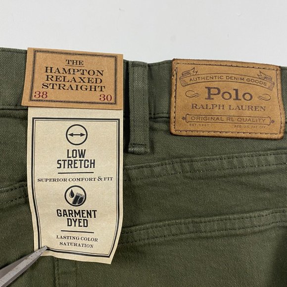 NWT Polo Ralph Lauren Hampton Relaxed Straight Jeans Mens 38 x 30 Olive Green - Picture 9 of 15